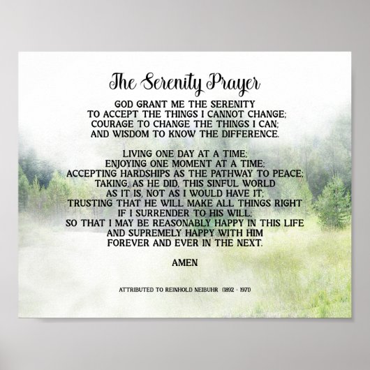 Serenity Prayer Quote On Nature Art Spring Green ポスター (正面)