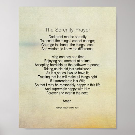 Serenity Prayer Quote Vintage Style ポスター (正面)
