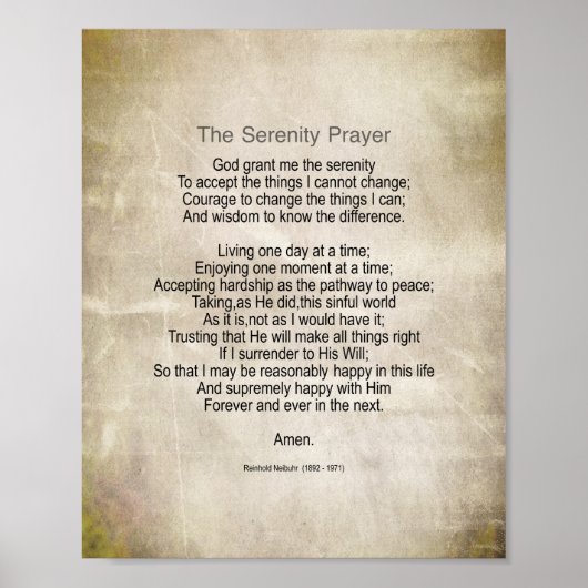 Serenity Prayer Quote Vintage Style Sepia  ポスター (正面)