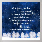 Serenity prayer white and blue nature art ポスター (正面)