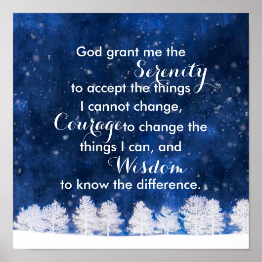 Serenity prayer white and blue nature art  ポスター (正面)