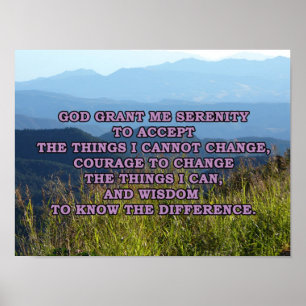 Serenity Prayer with Mountains ポスター