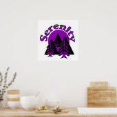 Serenity Quote Modern Black Purple Moon Trees ポスター (キッチン)