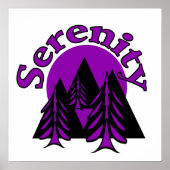Serenity Quote Modern Black Purple Moon Trees ポスター (正面)