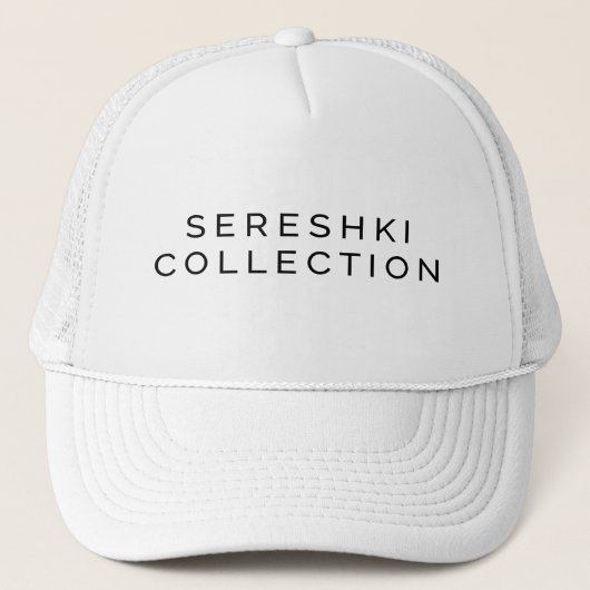 SERESHKIのコレクションのロゴの白いトラック運転手の帽子 キャップ (正面)