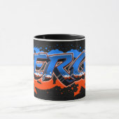 Serge Vorname Name Graffiti blue orange Tasse マグカップ (中央)