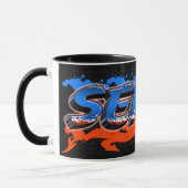 Serge Vorname Name Graffiti blue orange Tasse マグカップ (左)