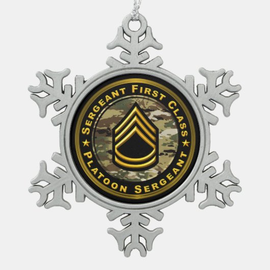 Sergeant FIrst Class Platoon Sergeant スノーフレークピューターオーナメント (正面)