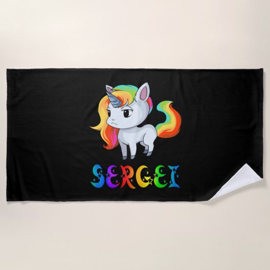 Sergei Unicorn ビーチタオル (正面)