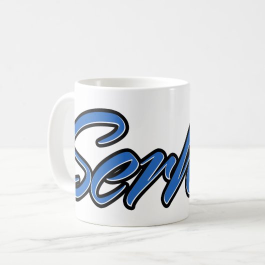 Serhat Vorname Name blue Tasse Kaffeetasse コーヒーマグカップ (正面左)