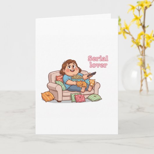 Serial Lover Cute Card – Cozy Night with Cat カード (黄色い花)