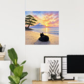 series_1_10|Square Resting Black Cat Mt Fuji Art ポスター (ホームオフィス)