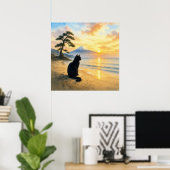 series_1_1|Square Black Cat Mt Fuji Art ポスター (ホームオフィス)