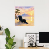 series_1_2｜Square Stretching Black Cat Mt Fuji Art ポスター (ホームオフィス)