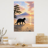 series_1_3|Walking Black Cat Mt Fuji Art ポスター (キッチン)