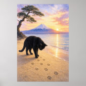 series_1_6|Footprints Black Cat Mt Fuji Art ポスター (正面)