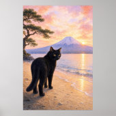 series_1_7|Looking Black Cat Mt Fuji Art ポスター (正面)