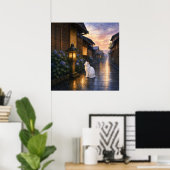 series_2_10|Square Gazing Lantern White Cat Art ポスター (ホームオフィス)