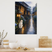 series_2_2|Rainy Kyoto Cat Stone Lantern Japanese ポスター (キッチン)