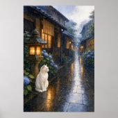series_2_2|Rainy Kyoto Cat Stone Lantern Japanese ポスター (正面)