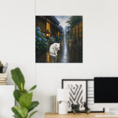 series_2_4｜Square Kyoto Cat Grooming White Cat Art ポスター (ホームオフィス)