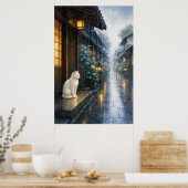 series_2_5|Rain Shelter White Cat Kyoto Art ポスター (キッチン)