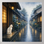 series_2_5|Square Kyoto Rain Shelter White Cat Art ポスター (正面)
