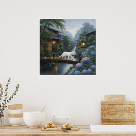 series_2_6|Square Kyoto Bridge White Cat Art ポスター