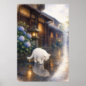 series_2_9｜Kyoto Puddle Reflection White Cat Art ポスター (正面)