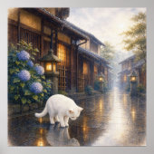 series_2_9｜Square Puddle Reflection White Cat Art ポスター (正面)