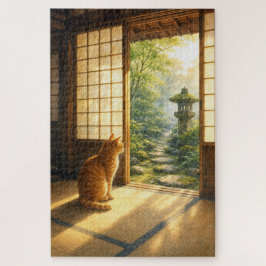 series_3_2|Morning Tatami Tabby Cat Japanese Art ジグソーパズル