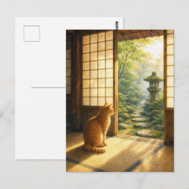 series_3_2|Morning Tatami Tabby Cat Japanese Art ポストカード
