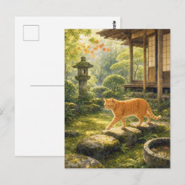 series_3_5|Kyoto Garden Tabby Cat Japanese Art ポストカード