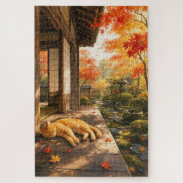 series_3_6|Autumn Veranda Sleeping Tabby Cat Art ジグソーパズル