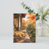 series_3_6|Autumn Veranda Sleeping Tabby Cat Art ポストカード (スタンド正面)