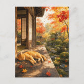 series_3_6|Autumn Veranda Sleeping Tabby Cat Art ポストカード (正面)