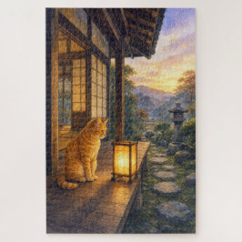 series_3_8|Gazing Lantern Tabby Cat Japanese Art ジグソーパズル