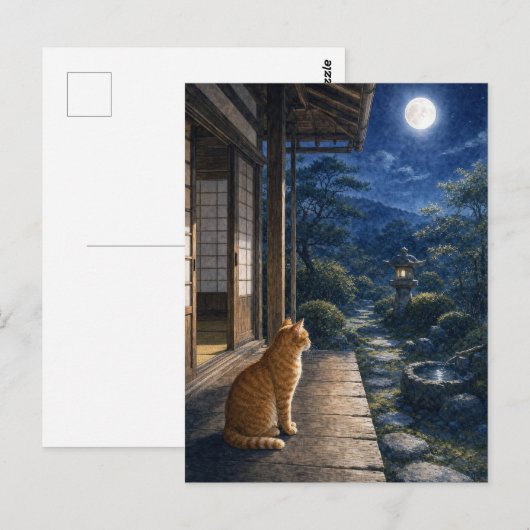 series_3_9|Moonlight Veranda Tabby Cat Japan Art ポストカード (正面/裏面)