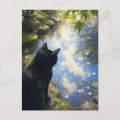 series_4_10|Kyoto Puddle Reflection Black Cat Art ポストカード (正面)