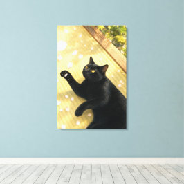 series_4_11｜Spring Petals Tatami Black Cat Art キャンバスプリント