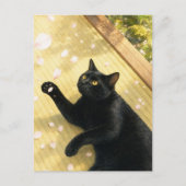 series_4_11|Spring Petals Tatami Black Cat Art ポストカード (正面)