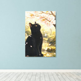 series_4_1｜Spring Sakura Black Cat Japanese Art キャンバスプリント