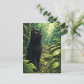 series_4_2|Summer Forest Black Cat Japanese Art ポストカード (スタンド正面)