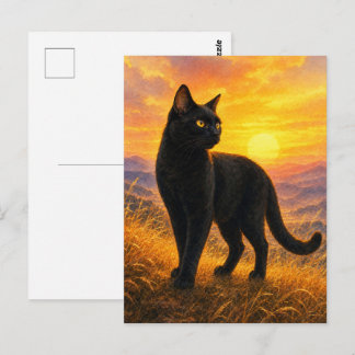 series_4_3|Sunset Hills Black Cat Japanese Art ポストカード