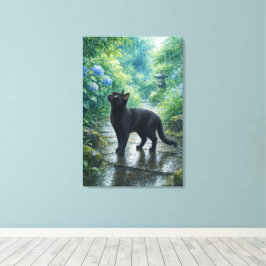 series_4_4｜Summer Rain Black Cat Japanese Art キャンバスプリント
