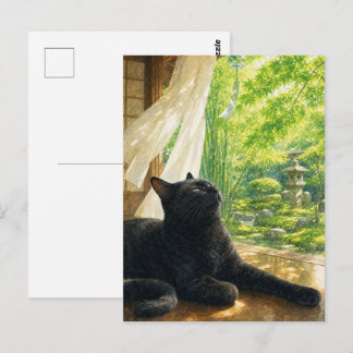 series_4_5|Summer Breeze Black Cat Japanese Art ポストカード