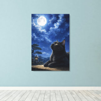 series_4_8|Full Moon Night Black Cat Japanese Art キャンバスプリント