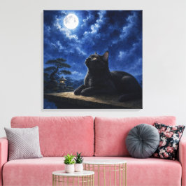 series_4_8｜Full Moon Night Cat Square Japanese Art キャンバスプリント