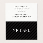 Serifフォント付きストライプミニマルな黒い 名刺 (外部フラット)