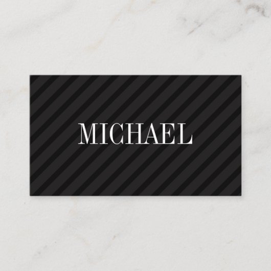 Serifフォント付きストライプミニマルな黒い 名刺 (正面)